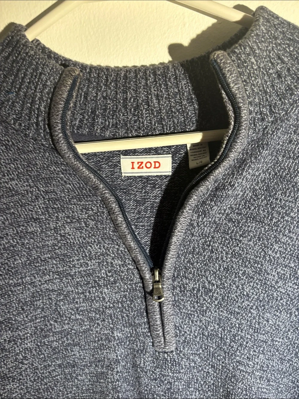 Izod Men's Navy Heather Quarter Zip Pullover Sweater